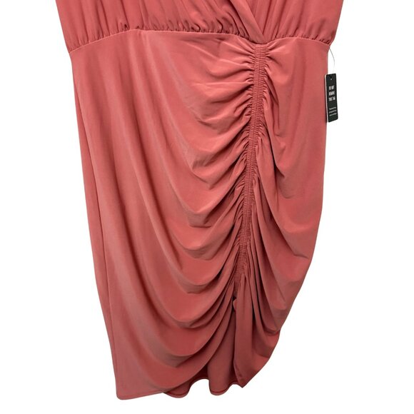 Express Women's Asymmetrical V-Neck Ruched Split Front Midi Dress - NWT - Picture 4 of 8